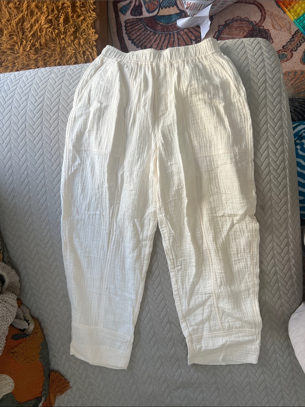 Madewell White Cropped Gauze Cotton Pants
